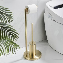 Brushed Gold Toilet Roll Paper Holder Bathroom Metal Paper Holder With Toilet Brush